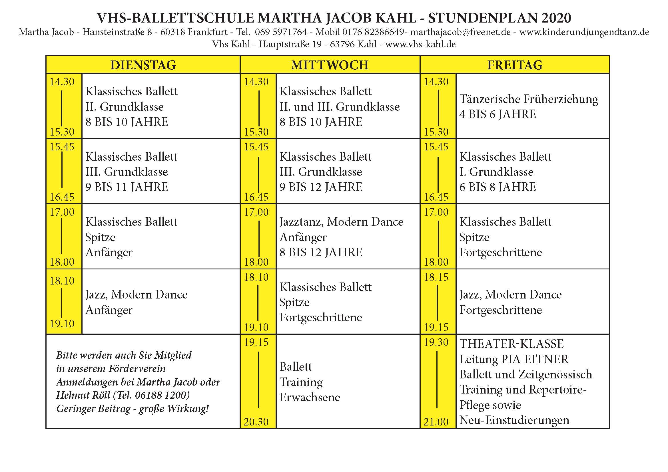 Aktueller Stundenplan